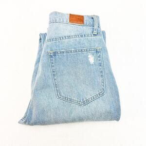 BDG Slim Straight Button Fly Denim Jeans Splattered Light Wash Ripped Size 27